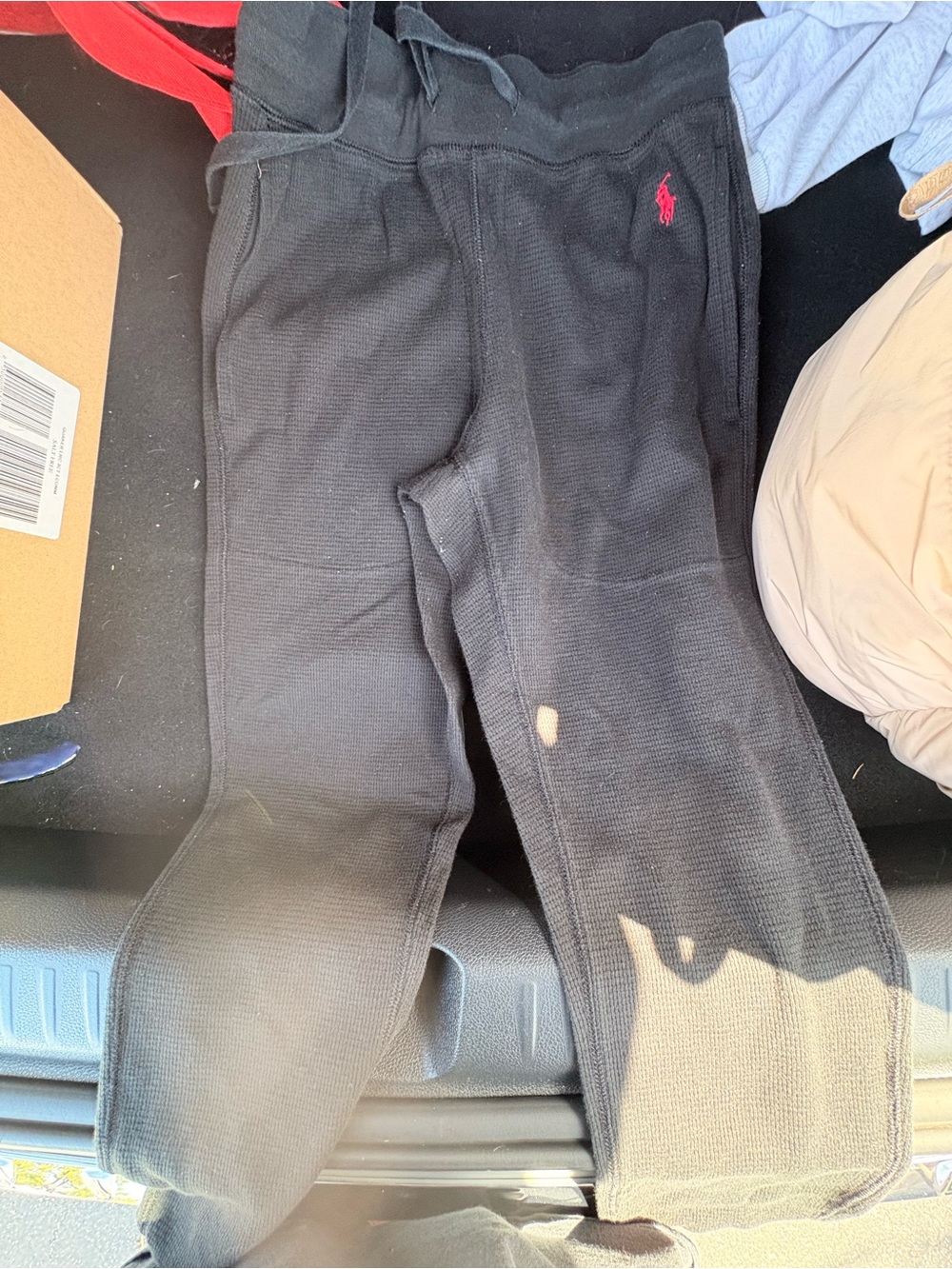 Ralph Lauren Kids Black Fleece Jogger Pants with Red Pony
